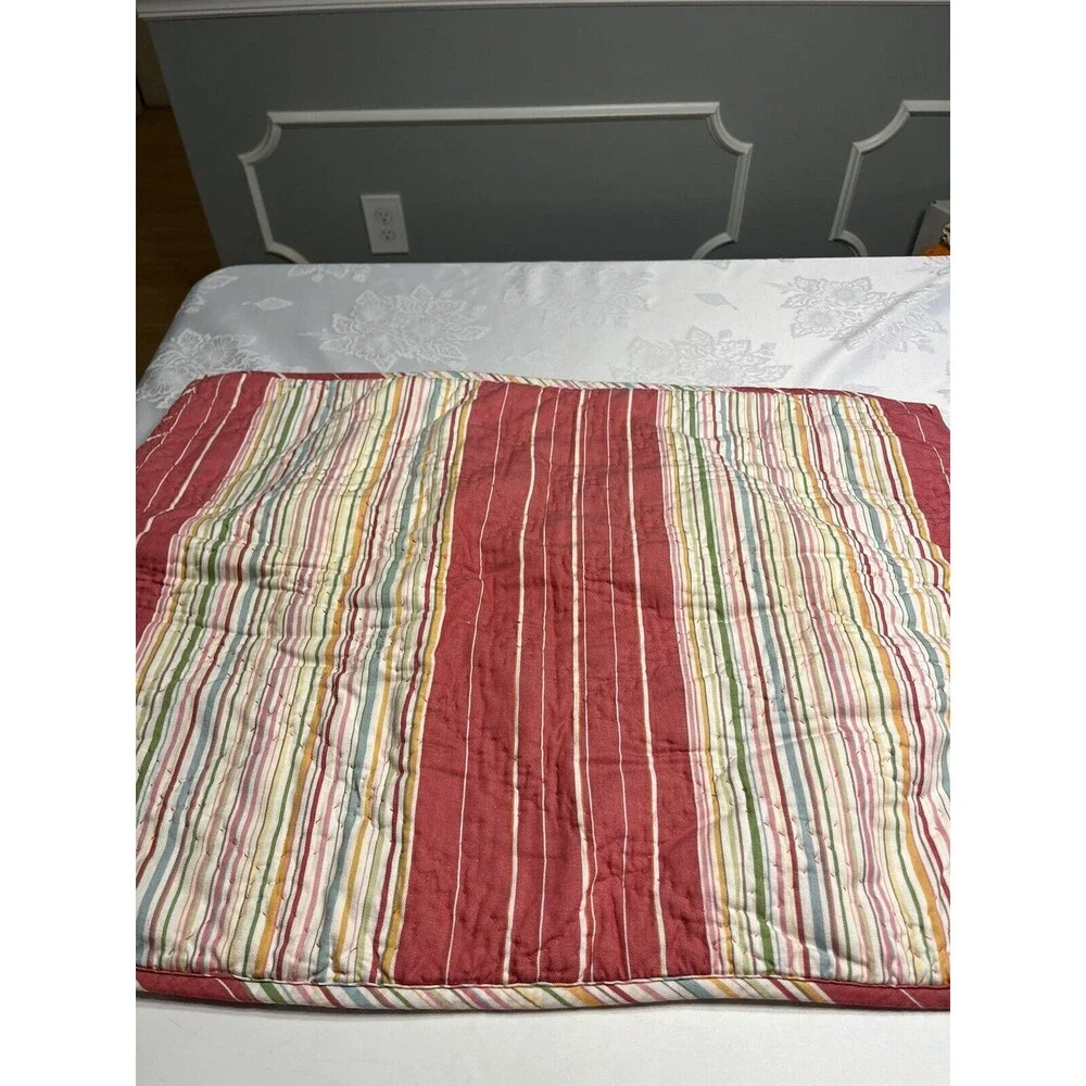 Pottery Barn Orange Red Green Striped Standard Sham